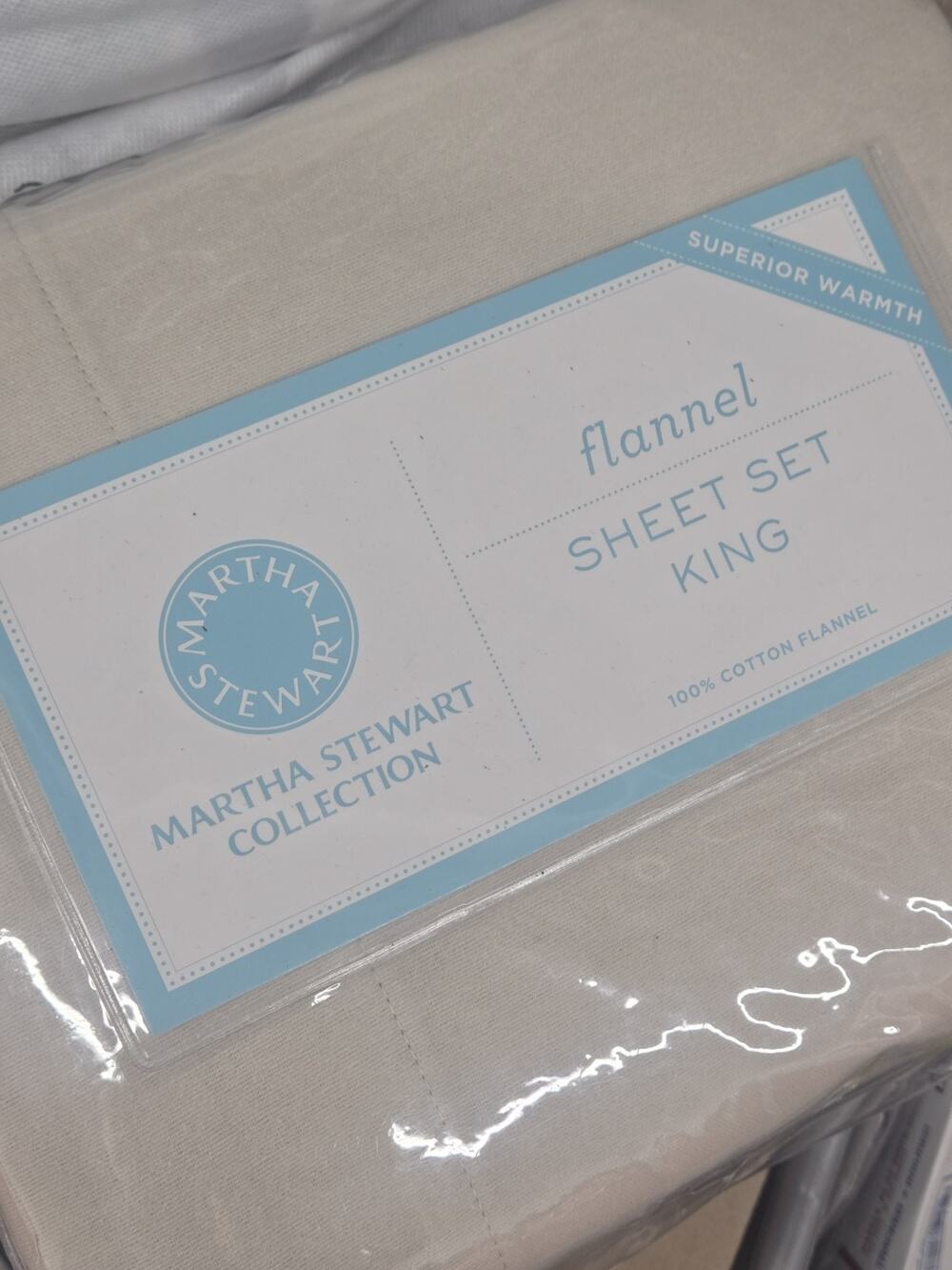 MARTHA STEWART $140 100% Cotton Flannel Sheet Set King Gray NEW